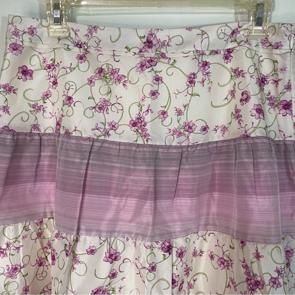 Tommy Bahama Silk Pink & White Floral Mixed Print Tiered Sample Skirt 8 - Picture 3 of 7